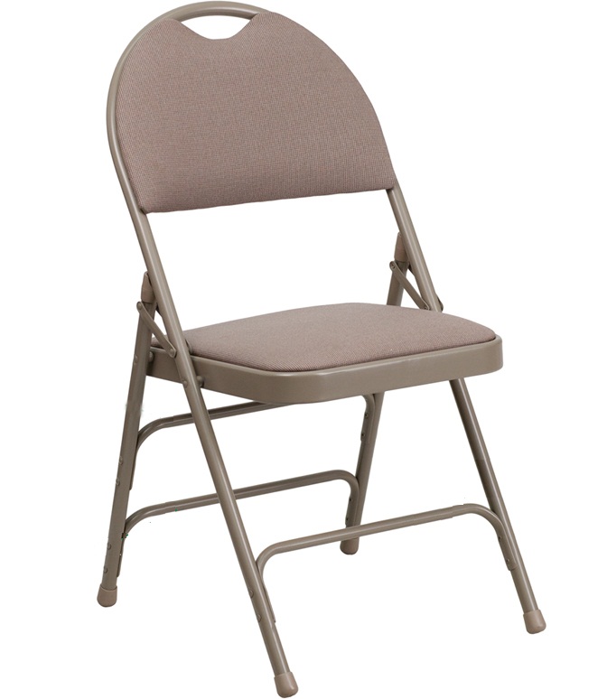 HERCULES Series Extra Large Ultra-Premium Triple Braced Beige Fabric Metal Folding Chair with Easy-Carry Handle - HA-MC705AF-3-BGE-GG