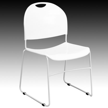 HERCULES Series 880 lb. Capacity White High Density- Ultra Compact Stack Chair with White Frame - RUT-188-WH-GG