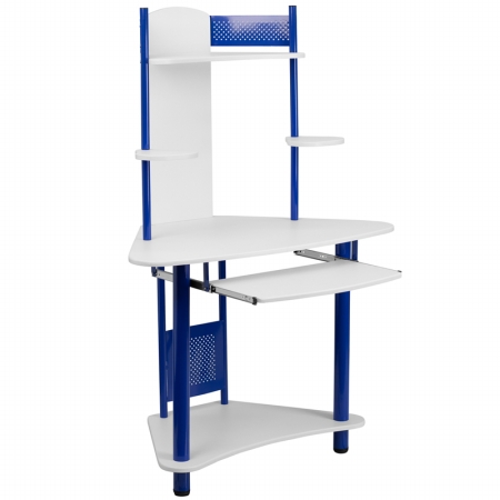 Picture of Flash Furniture Blue Corner Computer Desk with Hutch - NAN-JN-2705-BL-GG