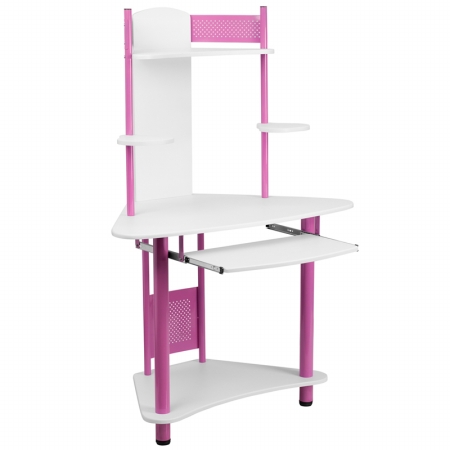 Picture of Flash Furniture Pink Corner Computer Desk with Hutch - NAN-JN-2705-PK-GG