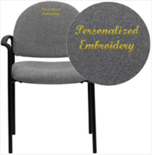 Embroidered Gray Fabric Comfortable Stackable Steel Side Chair with Arms - BT-516-1-GY-EMB-GG