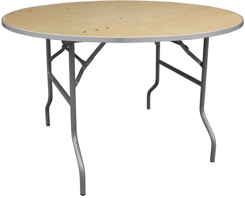 48 Round HEAVY DUTY Birchwood Folding Banquet Table with METAL Edges - XA-48-BIRCH-M-GG