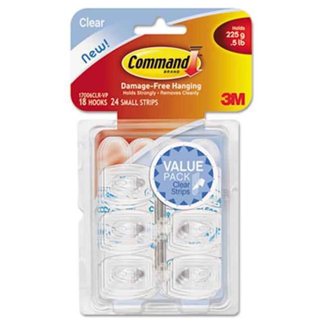 Command 17006CLRVP Clear Hooks and Strips Plastic Mini 18 Hooks with 24 Adhes...