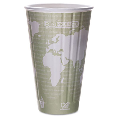 Picture of Eco-Products EP-BNHC16-WD World Art Insulated Compostable Hot Cups  16 oz.  Light Green  600-Carton