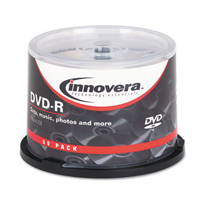 Picture of Innovera 46850 DVD-R Discs  4.7GB  16x  Spindle  Silver  50-Pack