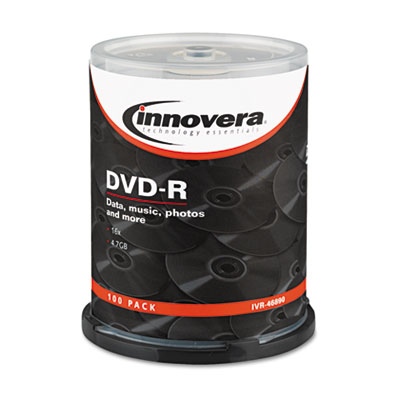Picture of Innovera 46890 DVD-R Discs  4.7GB  16x  Spindle  Silver  100-Pack
