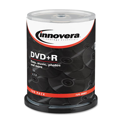 Picture of Innovera 46891 DVD-R Discs  4.7GB  16x  Spindle  Silver  100-Pack