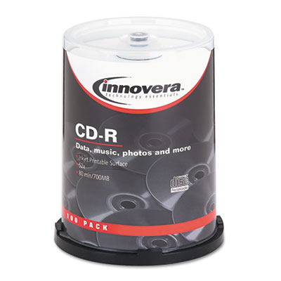 Picture of Innovera 77815 CD-R Discs  Hub Printable  700MB-80min  52x  Spindle  Matte White  100-Pack