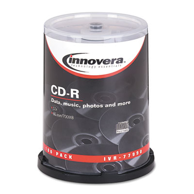 Picture of Innovera 77990 CD-R Discs  700MB-80min  52x  Spindle  Silver  100-Pack