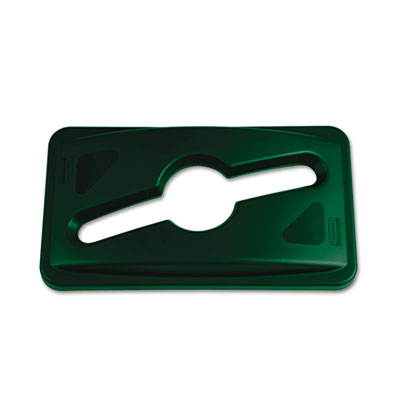 Picture of Rubbermaid Commercial 1788373 Slim Jim Single Stream Recycling Top for Slim Jim Containers  Dark Green