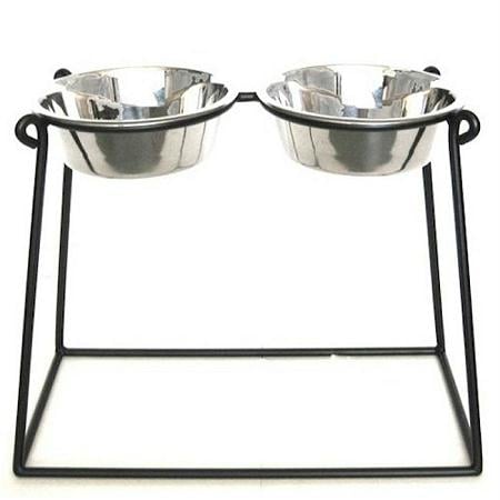 Picture of Petsstop RDB2-XXL Pyramid Elevated Double Dog Feeder - XX Large-Black