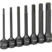 Grey Pneumatic 3/8" Dr. 7 Pc. 4" Length Metric Hex Driver Set (1247MH)
