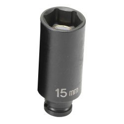 1/4" Drive, 15mm Size, Metric Socket, 6 Points, 15mm, 1/4"D, Impact, 6pt., D, Blk