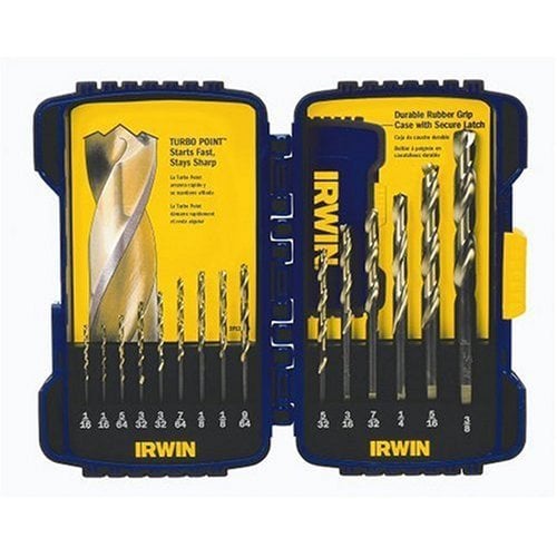 15-pc. Black/Gold Jobber Length Drill Set, Titanium Nitride Coating