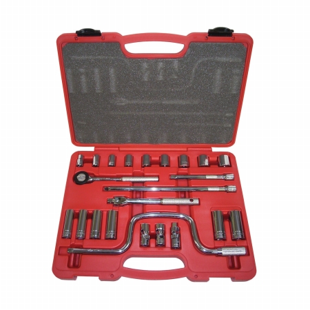 K Tool International KTI22023 .38 in. Drive Chrome Socket Set - 23 Piece