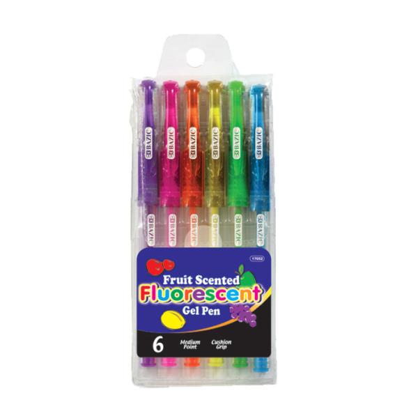 Picture of DDI 746236 BAZIC Gel Pens - 6 Count  Assorted Fluorescent Colors  Medium Case of 24