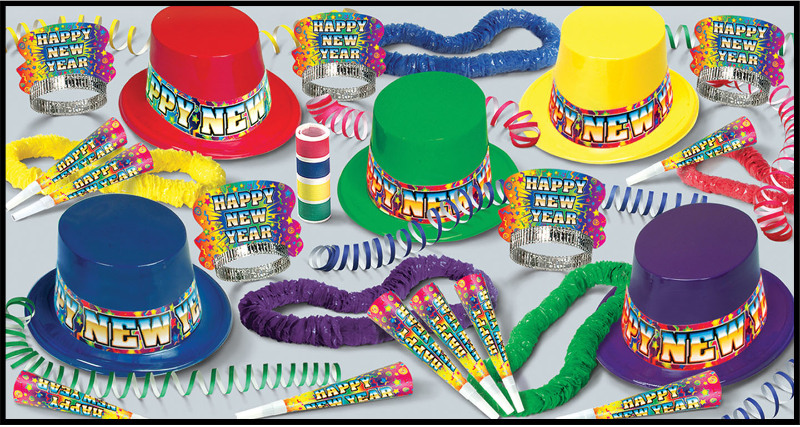 Rainbow Blast New Year Party Assortment for 25 - Pack of 7 Case of 2