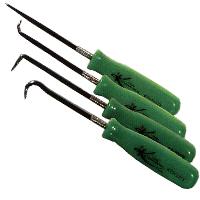 K Tool 70075 Miniature Pick Set, 4 Piece, with Straight, Hook and Angle Picks, Neon Green Handles