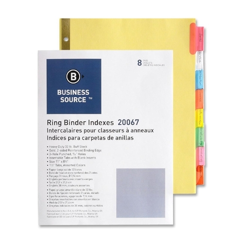 Picture of DDI 935632 Index Dividers - 8 Pack, Reinforced Binder Holes, Assorted Color Tabs Case of 30