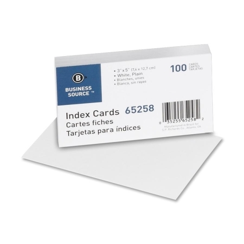 Picture of DDI 974333 Business Source Index Cards  Plain  90lb.  3&quot;x5&quot;  100/PK  White Case of 30