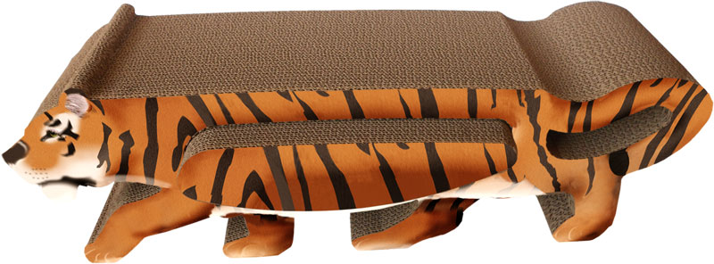 Tiger Large 2-in-1 Scratch n Shapes - Natural - Large - Includes Organic Catnip