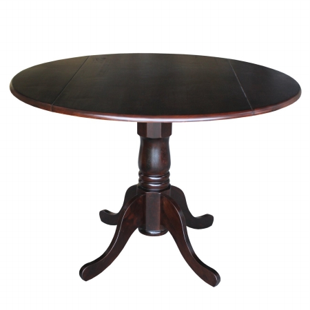 Intenational Concepts *T15-42DP 42 in. Round Dual Drop Leaf Ped Table RICH MOCHA