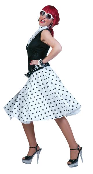 Picture of Costumes for all Occasions FF508046G Sock Hop Skirt Scarf White Bla