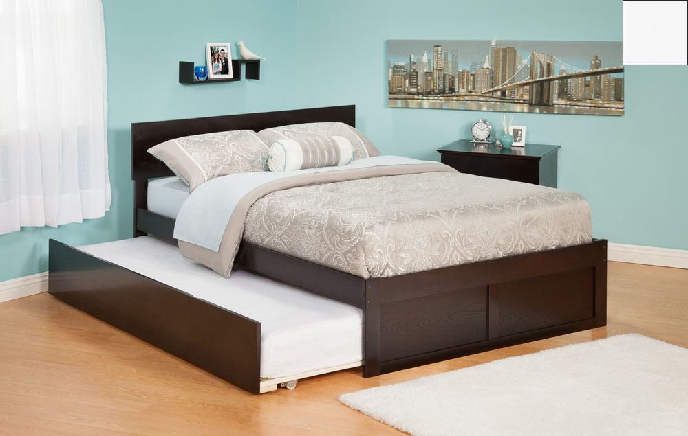 Picture of Atlantic Furniture AR8122012 Orlando Twin Bed with Flat Panel Foot Board and Urban Trundle Bed in a White Finish