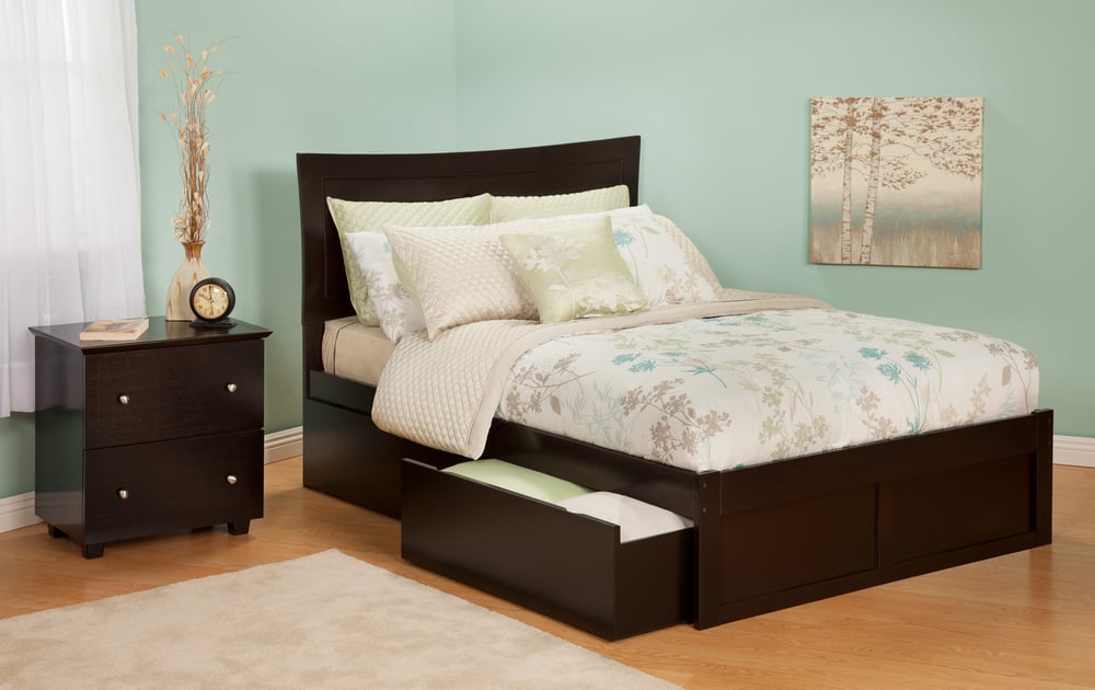 AR9022111 Metro Twin Bed with Flat Panel Footboard and Urban Bed Drawers in an Espresso Finish -  Atlantic Furniture