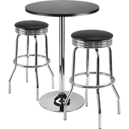 Picture of Winsome Trading 93362 Summit 3-Pc Bar Table Set  24 in. Table and 2 Stools - Black - Metal
