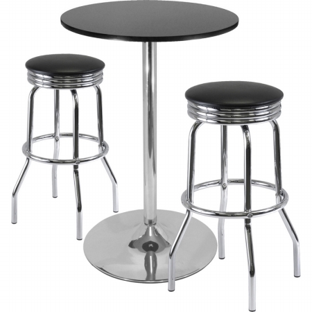 Summit 3-Pc Pub Table Set 28 in. Table and 2 Stools - Black - Metal