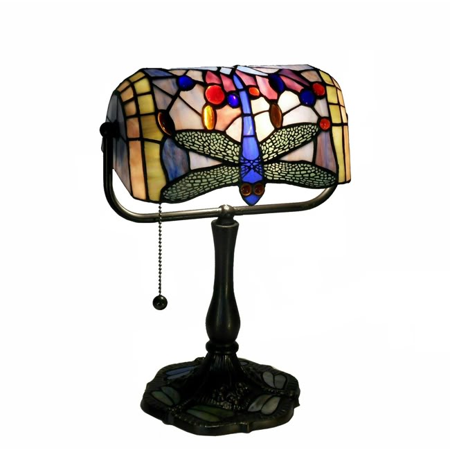 Picture of WAREHOUSE OF TIFFANY GB06-KS11B Dragonfly Banker Desk Lamp