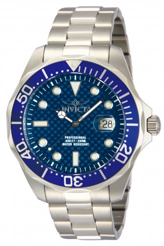 Invicta  Pro Diver Quartz 3H Blue Dial Stainless Steel Band Watch