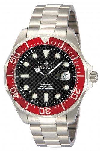 Invicta  Pro Diver Quartz 3H Black Dial Red Bz Stainless Steel Band Watch -  ZWI Group, ZW628313