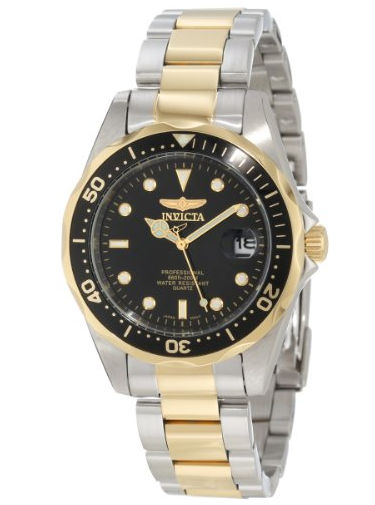 Picture of Invicta 8934 Pro Diver Black Dial Quartz 3 Hand Gold-Stainless Steel Band Watch