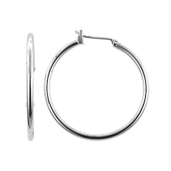 Picture of Kate Bissett E01620X-V00 Basic Silvertone Hoop Earrings