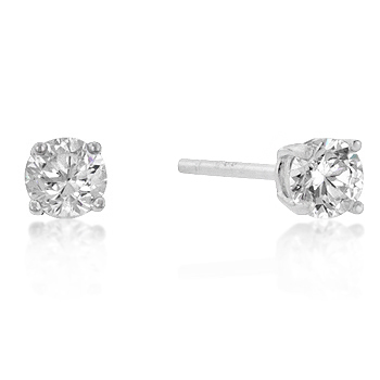 4mm New Sterling Round Cut CZ Studs Silver 4mm -  Kole Imports, AD3001681