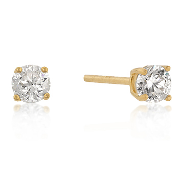 4mm New Sterling Round Cut CZ Studs Gold -  Kole Imports, AD2430192