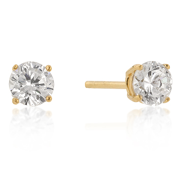 5mm New Sterling Round Cut CZ Studs Gold -  Kole Imports, AD2439053