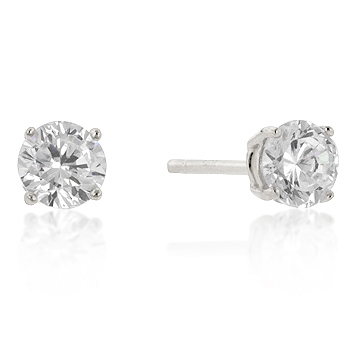 5mm New Sterling Round Cut CZ Studs Silver -  Kole Imports, AD2430193