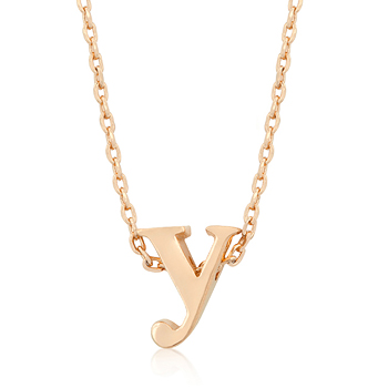 Rose Gold Initial Y Pendant - Rose Gold