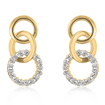 Goldtone Triplet Hooplet Earrings