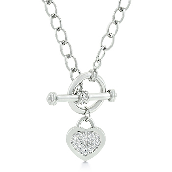 Toggle Pave Heart Necklace