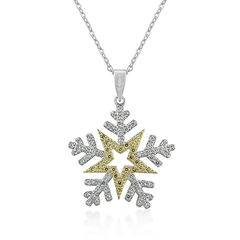 Picture of Kate Bissett P11359T-C01 Two-Toned Snowflake Pendant