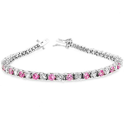B01003R-C12 Lace Pink CZ Tennis Bracelet
