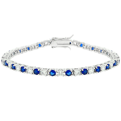 Picture of Kate Bissett B01003R-C30 Sapphire Blue CZ Tennis Bracelet