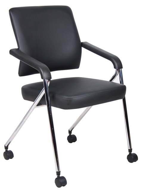 Picture of Boss B1800-CP-2 Boss Black Caressoft Plus Training Chair With Chrome Frame-2 In A Box