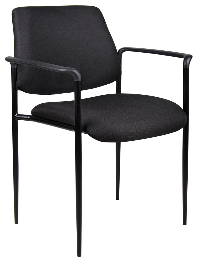 Picture of Boss B9503-BK Boss Square Back Diamond Stacking Chair with Arm In Black