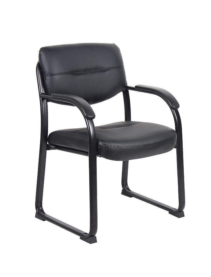 Picture of Boss B9519 Boss Leather Sled Base Side Chair with Arms