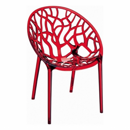 Compamia ISP052-TRED Crystal Polycarbonate Modern Dining Chair Transparent Red -  set of 2